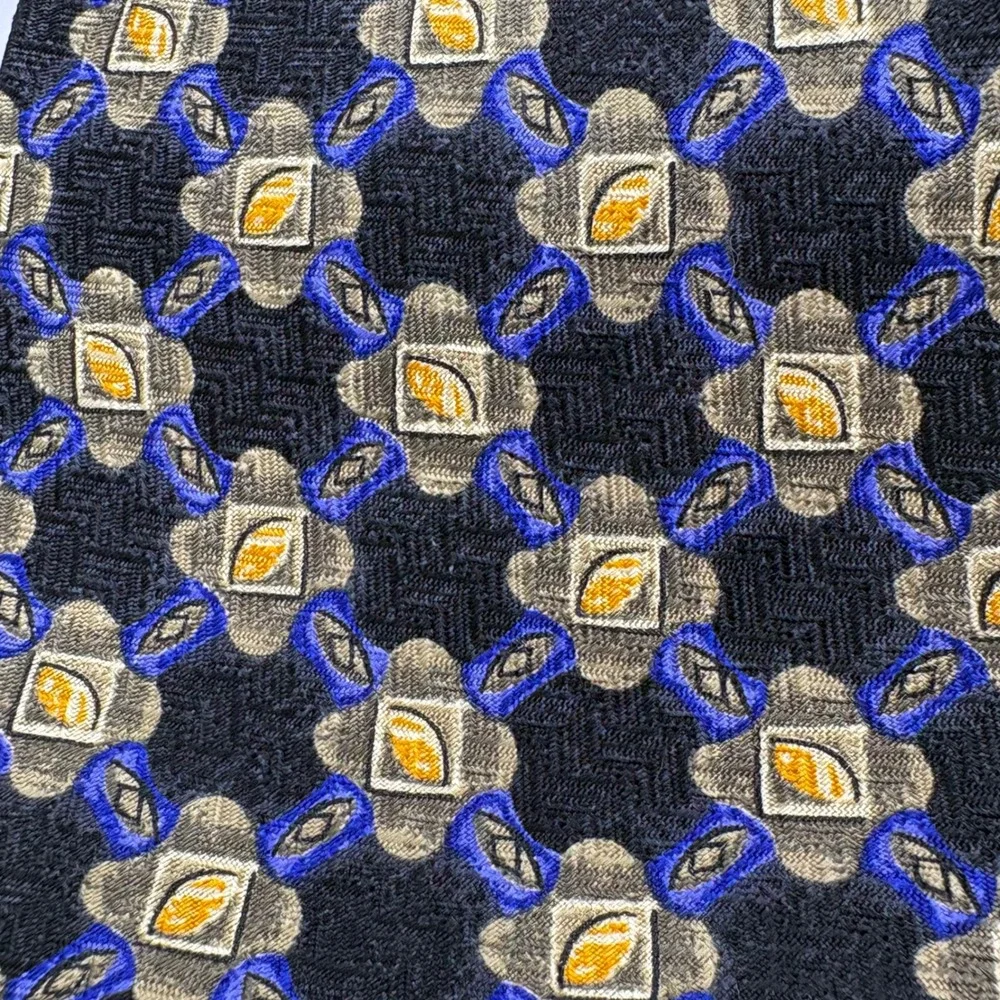 Robert Talbott Studio Blue/Gold Pattern Tie‎ Hand Sewn Imported Silk 59x4